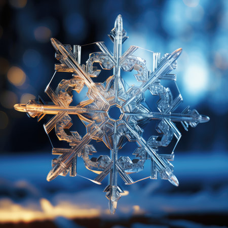 Snowflake on a bokeh background. Christmas and New Year concept.の素材
