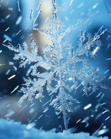 snowflakes on a background of the winter landscapeの素材