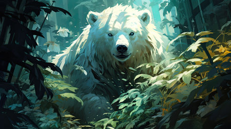 a polar bear in the jungle.の素材