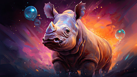 a rhinoceros on abstract background with spaceの素材
