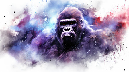 Gorilla in a colorful grunge background.の素材