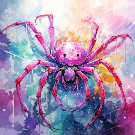 Watercolor pink spiderの素材