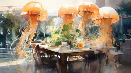 jellyfish in the cafe.の素材