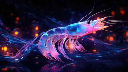 Shrimp in neon light.の素材
