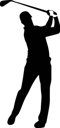 Vector silhouette of Golfer putting golf ballのイラスト素材