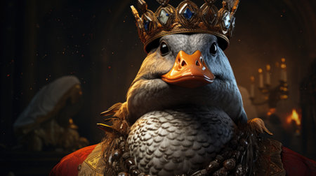 Medieval knight with a golden crown on his head.の素材