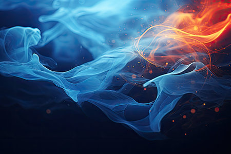 Abstract blue smoke on a dark background.の素材