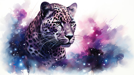 a leopard on a background of night sky.の素材