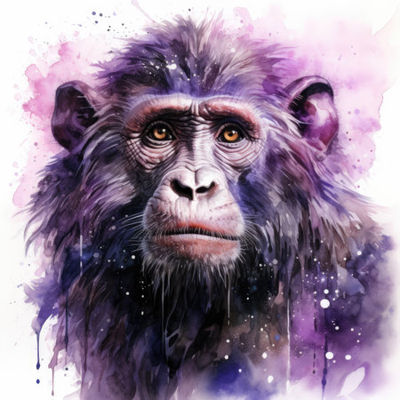 monkey with watercolor effect.の素材