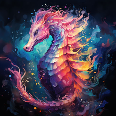 Seahorse in the water. Colorful fantasy horse.の素材
