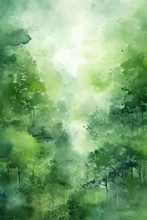 Watercolor forest background.の素材
