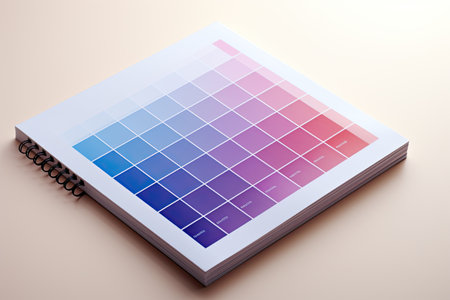 notebook with color swatches on the tableの素材