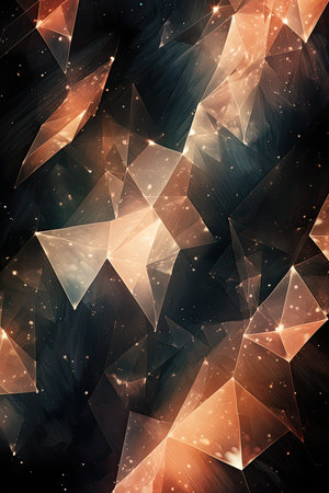 Abstract polygonal space background with stars and nebula.の素材