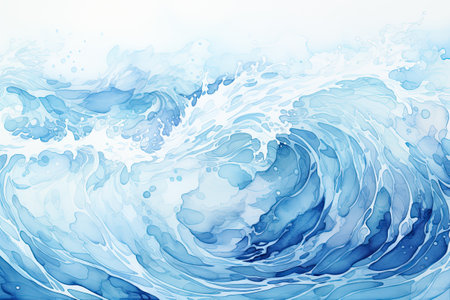 Blue watercolor background. Abstract illustration of blue watercolor background.の素材