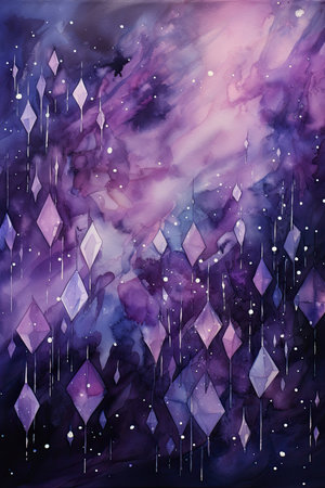 Watercolor abstract background with snowflakes and stars.の素材