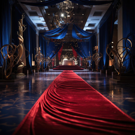 Luxury hall with red velvet curtainsの素材