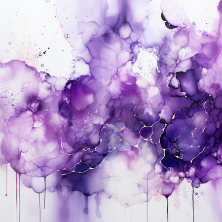 Alcohol ink texture. Abstract background of acrylic paint in violet and black colors.の素材