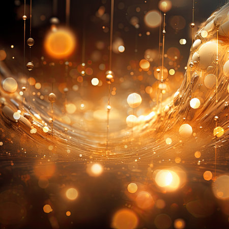 golden abstract background with bokeh defocused lights and starsの素材