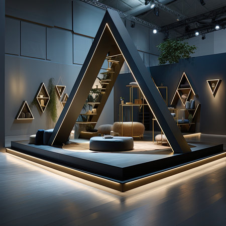 Interior of modern living room with geometric pattern.の素材