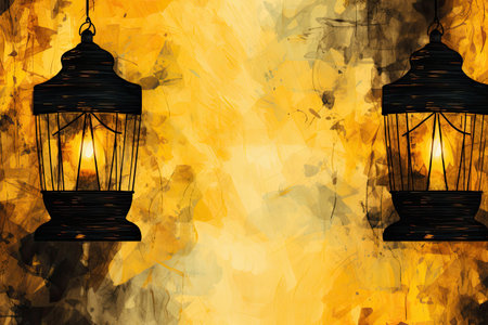 Illustration of Ramadan Kareem background with arabic lanternsの素材