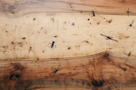 Ants and spiders on a wooden board. Ants and spiders on a wooden board.の素材