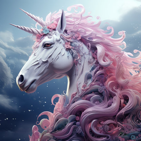 Unicorn with pink mane. Fantasy illustration.の素材