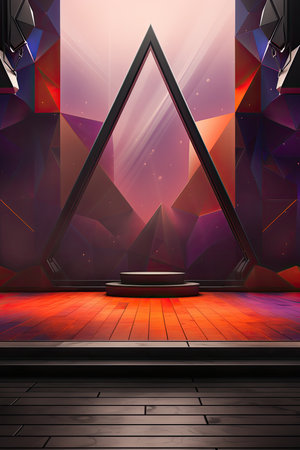 Podium and lighting, Stage Podium Scene with for Award Ceremony on Stage Background,の素材