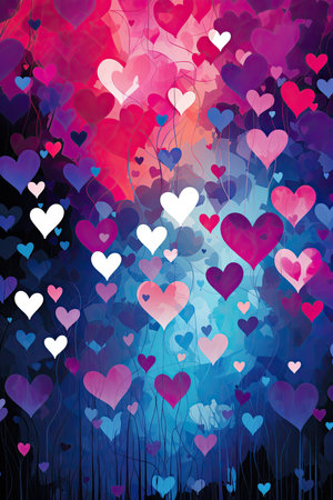 Valentine's day abstract background with hearts.の素材