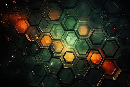 abstract technology background with hexagons.の素材