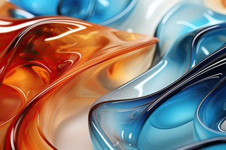 abstract background with blue, orange and red liquidの素材