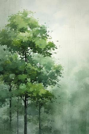 Watercolor Tree in the mist.の素材