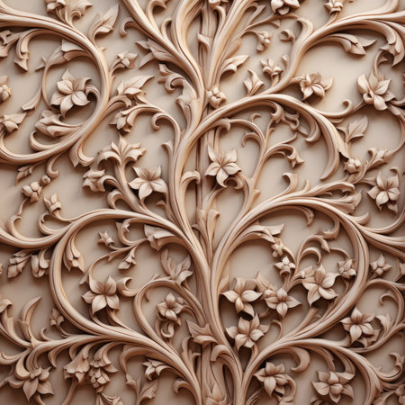 Decorative element in the form of a floral pattern on the wallの素材