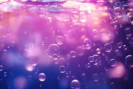 Bubbles in water. Abstract background. Shallow depth of field.の素材