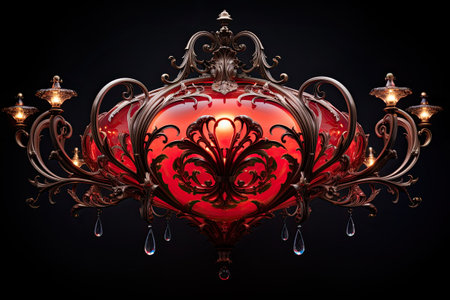 Chandelier with ornament on black background.の素材