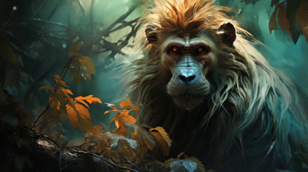 lion in the forest.の素材