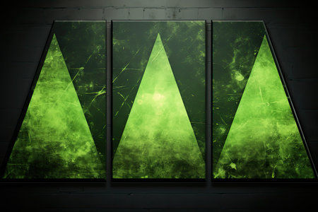 Green grunge abstract background with triangle shapesの素材
