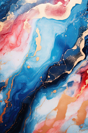 Marble abstract acrylic background. Marbling artwork texture. Agate ripple pattern. Gold powder.の素材