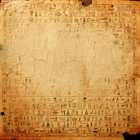 Ancient hieroglyphs on the old paper.の素材