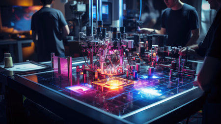 Futuristic robot working in the laboratory. Future technology concept.の素材