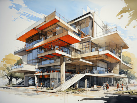 Modern architecture of the city. Modern architecture. Architectural background.の素材