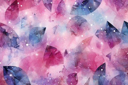 Watercolor background with leaves and stars.の素材