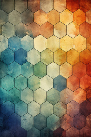 Hexagon abstract background with grunge texture.の素材
