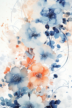 Watercolor flowers. Pastel colors.の素材
