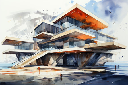 Abstract modern architecture. Modernist style.の素材