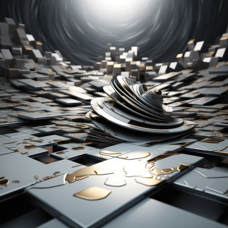 abstract background with geometric shapes in white and goldの素材