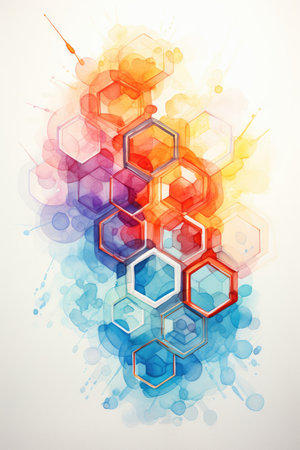 Abstract colorful background with hexagons.の素材