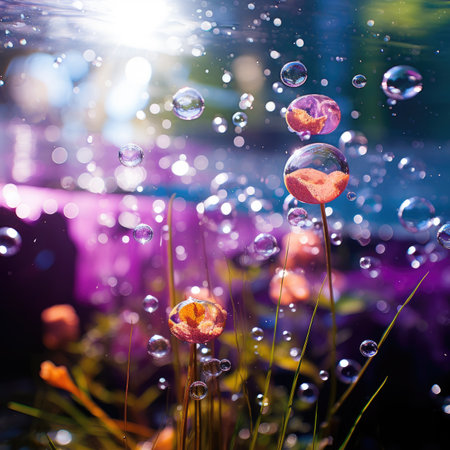 Bubbles in the water of a flower bed in the gardenの素材