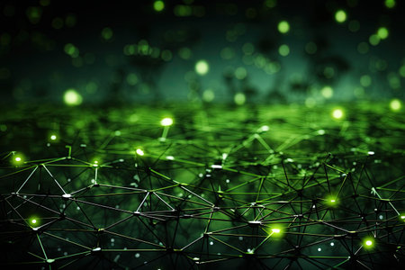 Abstract chaotic network structure. Futuristic technology background.の素材