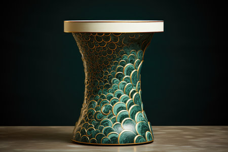 a vase with a pattern on a dark backgroundの素材