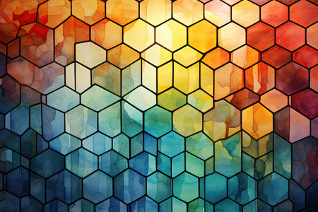 Colorful abstract background with hexagons. Multicolored mosaic.の素材